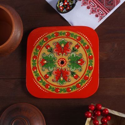 Подставка под горячее, 17×17 см, борецкая роспись