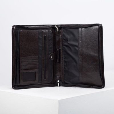 Папка деловая, отдел на молнии, цвет коричневый