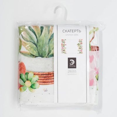 Скатерть Этель «Кактусы» 180х147 см, 100% хл, рогожка 160 гр/м2