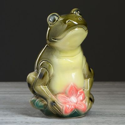 Копилка "Квакуша", глазурь, зелёный цвет, 22 см, микс