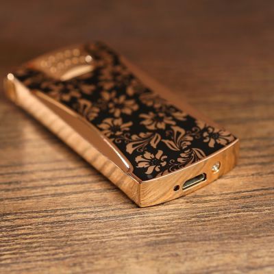Зажигалка электронная "Лайтер", USB, спираль, чёрно-золотая, 7х3.5х1 см