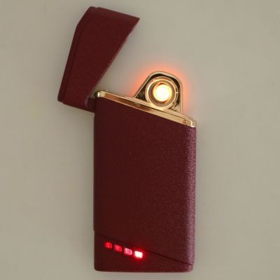 Зажигалка электронная в подарочной коробке, USB, спираль, лиловая матовая, 7.5х12 см