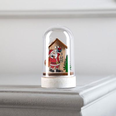 Светодиодная фигура под куполом «Дед Мороз с мешком» 6 × 9.5 × 6 см, дерево, батарейки LR1130х3, свечение тёплое белое