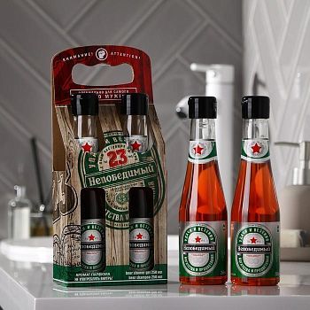 Набор пивной "23 непобедимый" гель для душа, шампунь 250 мл аромат мужского парфюма