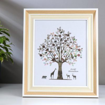 Фоторамка пластик 20х25 см "Двойной беж с белой полосой" 31,8х26,8х2 см