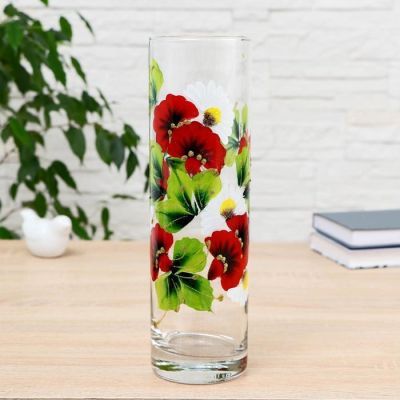 Ваза "Мак с ромашками" трубка 26 см