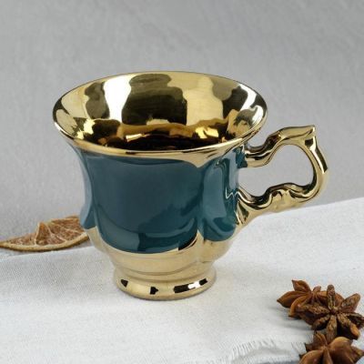 Кружка кофейная "Королевская", цвет зеленый, покрытие булат, 0.2 л