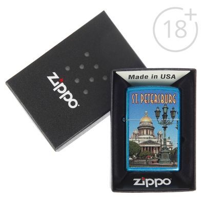 Зажигалка ZIPPO 24534 ST ISSACS с покрытием Cerulean
