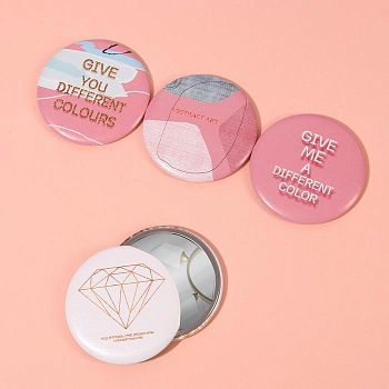 Зеркало «Надписи», d 7,5 см, рисунок МИКС