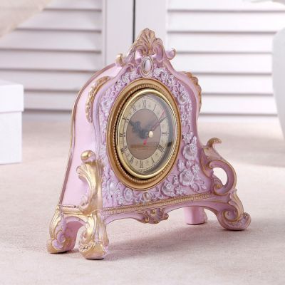 Часы настольные "Каминные", цвет  розовый, 21х19х6.5 см