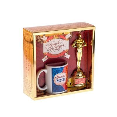 Подарочный набор "Лучший муж", (оскар, кружка) 23х8,5х23 см