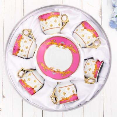 Сервиз «Розовый», 12 предметов: кружка 80 мл, блюдце Ø 11 см