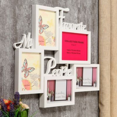 Фоторамка пластик на 5 фото 10х15, 13х18 см "Мои дорогие люди" белая 40,5х46 см