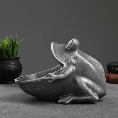 Шкатулка для мелочей "Лягушка" серая, 18х26см