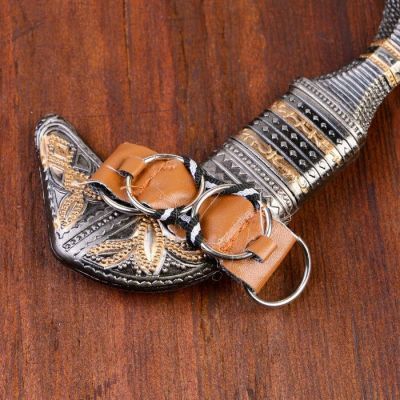 Сувенирный нож, ножны с оковками узорными, рукоять с поясом 15 см (8,5 см лезвие )