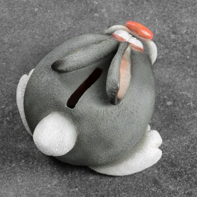 Копилка "Зайка" серый, 14х13х11см