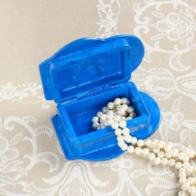 Шкатулка «Матрёшка», гжель, синяя, 11×8 см, лаковая миниатюра