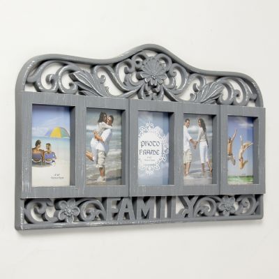 Фоторамка на 5 фото 10х15 см "Семейный медальон" серая 34х59 см