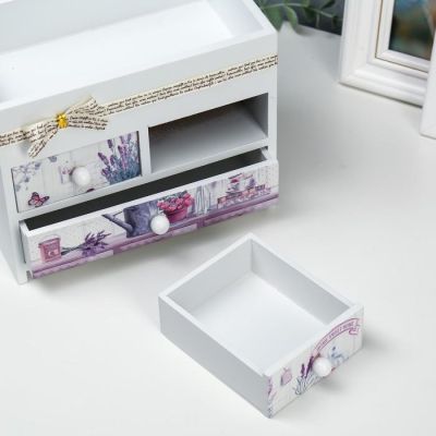 Шкатулка дерево комод 3 ящика "Лаванда" 14,9х19,8х11,4 см