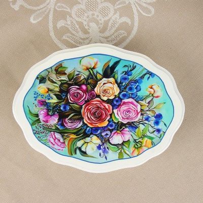 Шкатулка «Букет роз», белая, 20×15 см, лаковая миниатюра