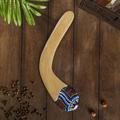 Сувенир "Бумеранг с точечной росписью" цвет натуральный 38х9х1 см, МИКС