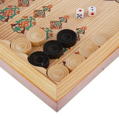 Настольная игра 3 в 1 "Цветы": шахматы, шашки, нарды (доска дерево 50х50 см)