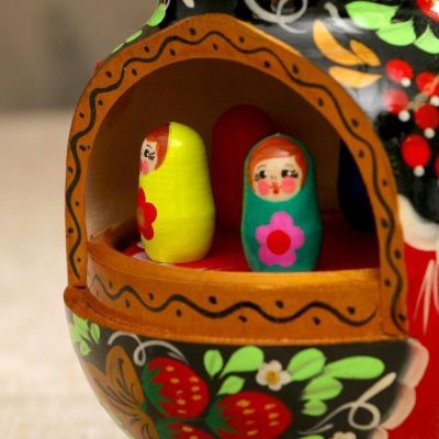 Сувенир музыкальный «Матрёшка», хохлома, 20 см