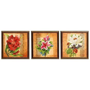 Картина модульная "Летние цветы" 25х75(28х84) см  3шт-25х25(28х28)см