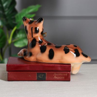 Копилка "Кошка Агнесса", глянец, бежевый леопард