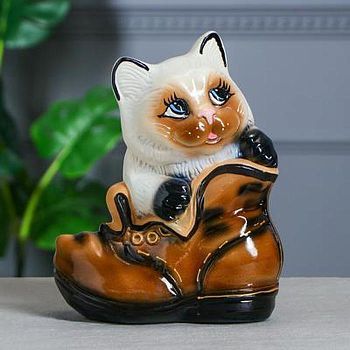 Копилка "Кот в ботинке", покрытие глазурь, разноцветная, 28 см, микс