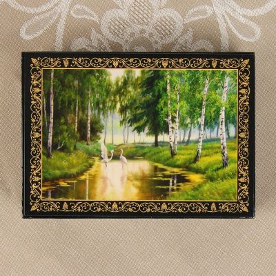 Шкатулка «Аисты в лесу», 10×14 см, лаковая миниатюра
