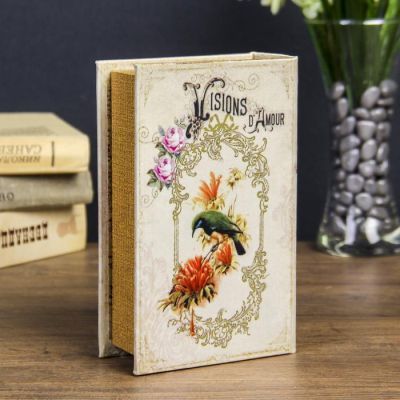 Сейф-книга дерево "Колибри" шёлк 17х11х5 см