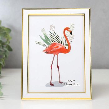 Фоторамка пластик 13х18 см "Белоснежная с золотой двойной рамкой" 20,5х15,5 см