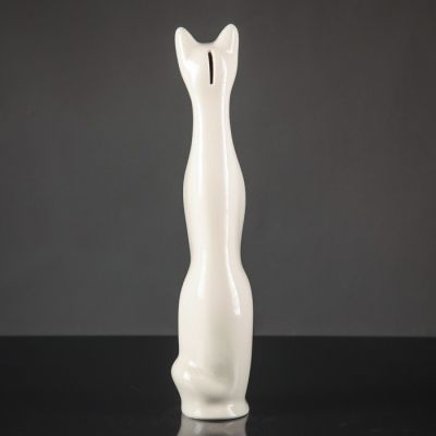 Копилка "Кот", белый, золото, 43 см, 43 см