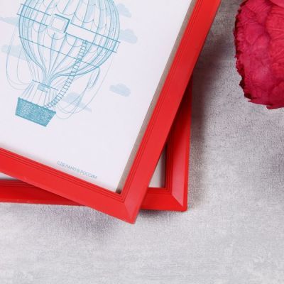 Фоторамка пластик L-5 15х21 см, красный, с небьющимся стеклом