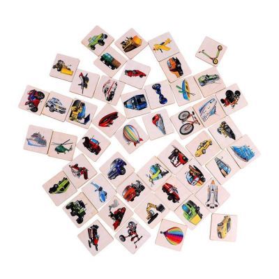 Лото большое «Транспорт» (48 деревянных фишек + 8 карточек + мешочек)