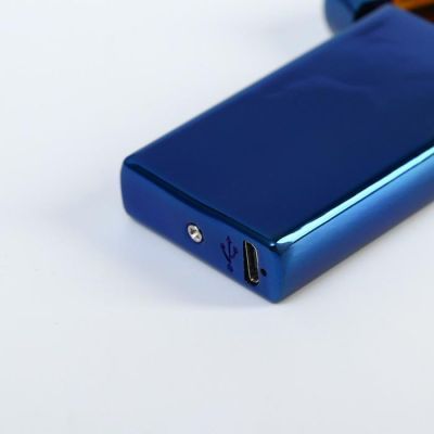 Зажигалка в коробке электронная, темно-синяя, 10х3х10 см