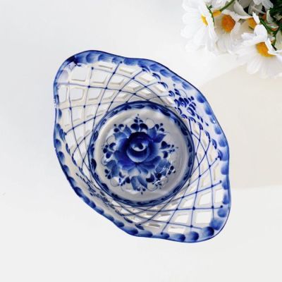 Конфетница «Ландыш», 18×12,5×9,5 см, гжель