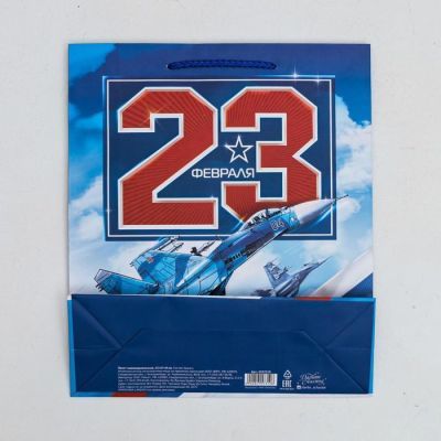 Пакет ламинированный вертикальный «23 февраля», ML 23 × 27 × 8 см