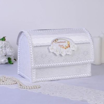 Семейный банк "Сундучок" с надписью, элит, открывающийся, белый