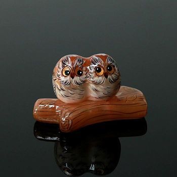 Сувенир «Совушки на бревне», 9,5×6 см, селенит