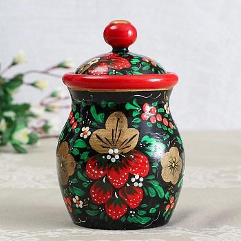 Банка для сыпучих продуктов "Хохлома", 16см, ручная роспись