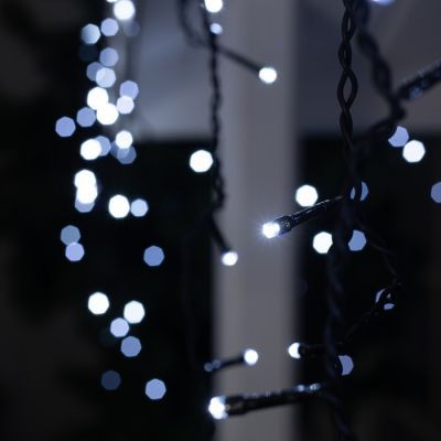 Гирлянда «Бахрома» 3 × 0.6 м, IP44, УМС, тёмная нить, 160 LED, свечение белое, мерцание белым, 220 В