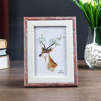 Фоторамка пластик 10х15 см "Шарль" кремовые кирпичики с розовым 19,5х14 см