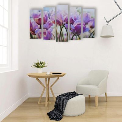 Картина модульная на подрамнике "Тюльпаны" 125х80 см (2-25х63, 2-25х70, 1-25х80)