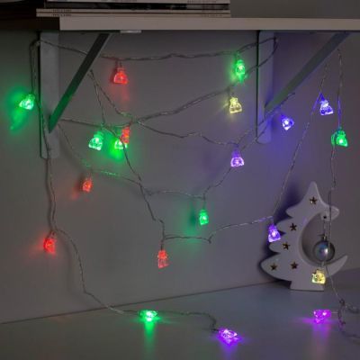 Гирлянда «Нить» 5 м с насадками «Подарки», IP20, прозрачная нить, 20 LED, свечение мульти (RG/RB), мигание, 220 В