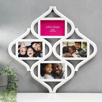 Фоторамка на 4 фото "Песочные часы" белая 10x15 см