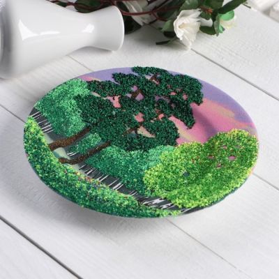 Тарелка фарфоровая "Лето", каменная крошка