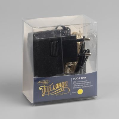 Гирлянда «Нить» 10 м роса, IP20, серебристая нить, 100 LED, свечение жёлтое, 12 В