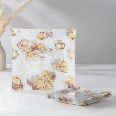 Набор столовый «Золотые цветы», 7 предметов: d=29,5 см - 1 шт, d=19,5 см - 6 шт